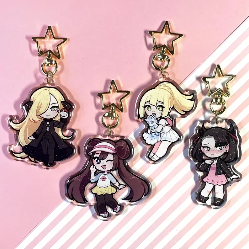 2.5 Inch Chibi Trainer Girl Acrylic Keychains, Star‑Shaped Clasp Bag Charms, Kawaii Itabag & Backpack Decor Accessory [Unofficia