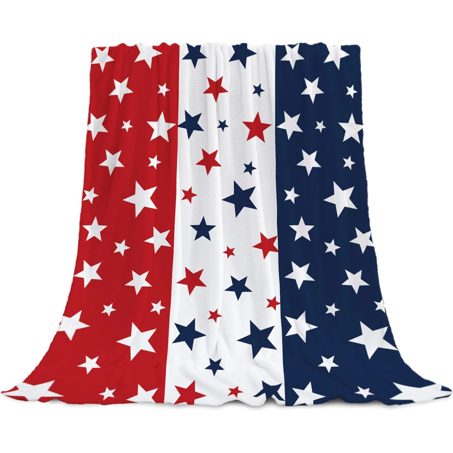 Patriotic blanket July 4th Memorial Day blanket bed sofa soft wool blanket Star Spangled flag red, white, blue