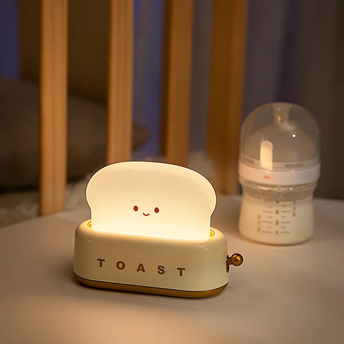 Cartoon Night Light Cute Toast Lamp Dimmable Led With Timer Portable Decorative Table For Bedroom Warm Rechargeable Bedside Soft