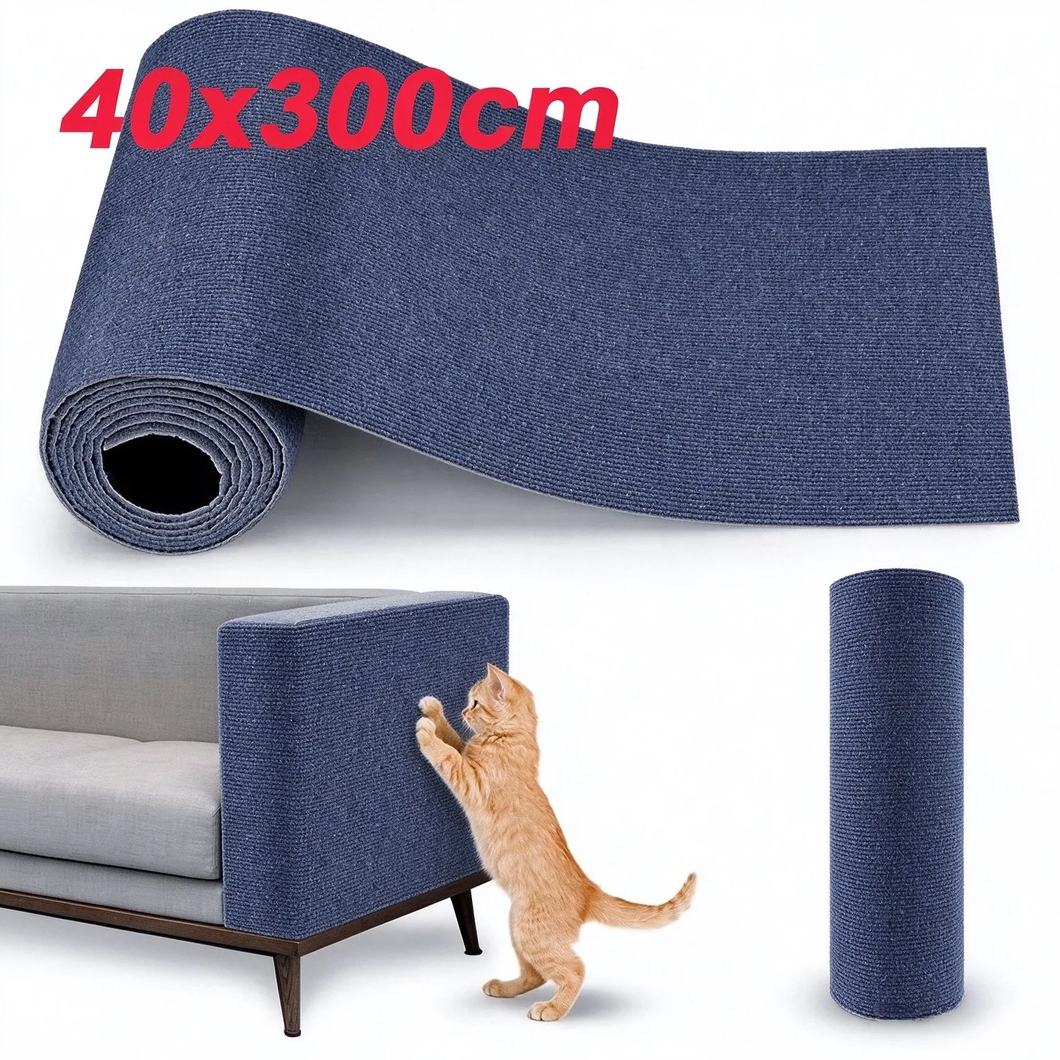 Tapete Arranhador para Gatos 40x300cm DIY, Tapete Autoadesivo Cortável, Protetor de Sofá, Placa Arranhadora para Gatos