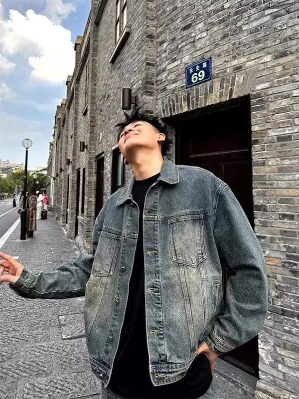 

Waed Vintage Long Sve Denim Jaet ex Spring Autumn New Sle Layering Workwear Jaet Trendy Brand Top American Hig...