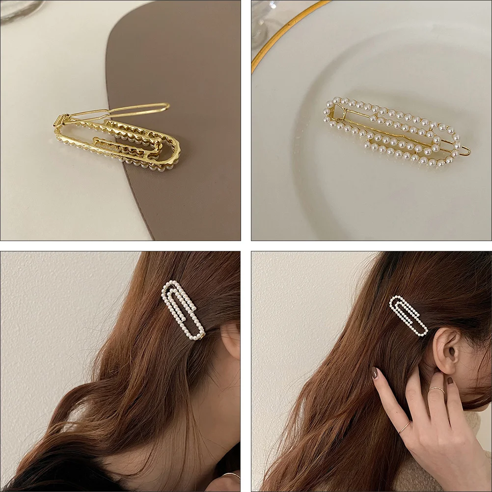 

2pcs Pearl Clips French Style Smooth Surface Synthetic Pearl Hair Accessory Women Girls Hair Fixing Clips Elegant Fashion