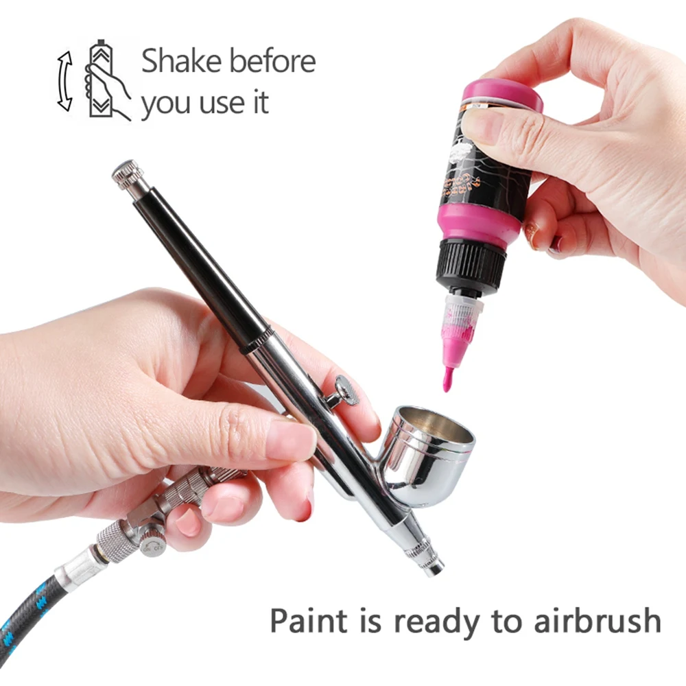 SAGUD Airbrush Paint Ready to Spray Water-Based 24 Matte Colors 30ml Premium Acrylic Paint for Beginners Hobbyist and Artists