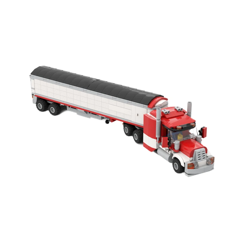 MOC Heavy-Duty Grain Hopper Trailer Truck Building Blocks Set Agricultural Logistics Transport Vehicle Model Adult Gift