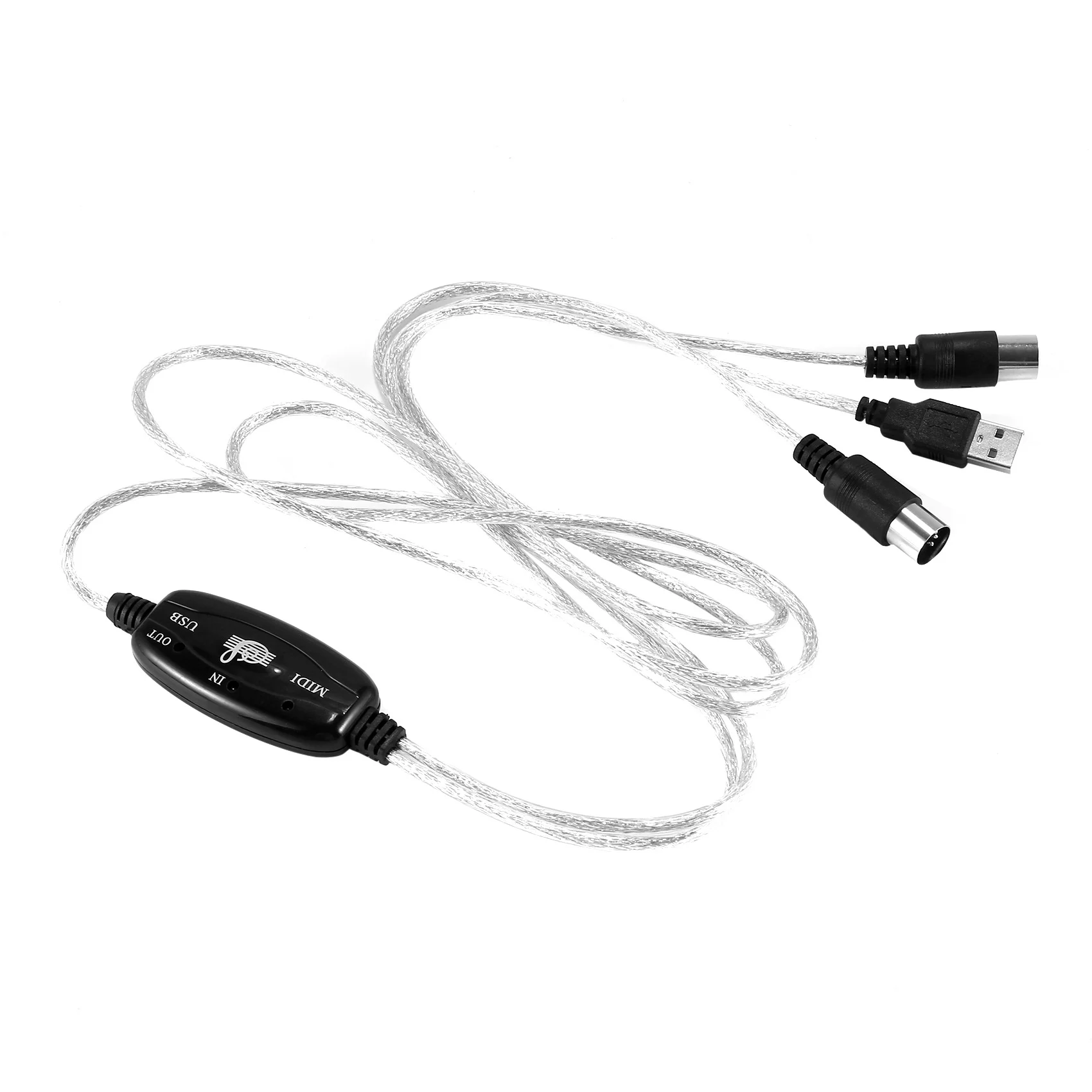 New USB IN-OUT MIDI Cable Converter PC to Music Keyboard Adapter Cord