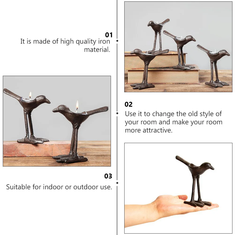 

Metal Bird Candlestick Vintage Holders Elegant Stylish Indoor Outdoor Decorations Tabletop Tealight Stand Warm Atmosphere