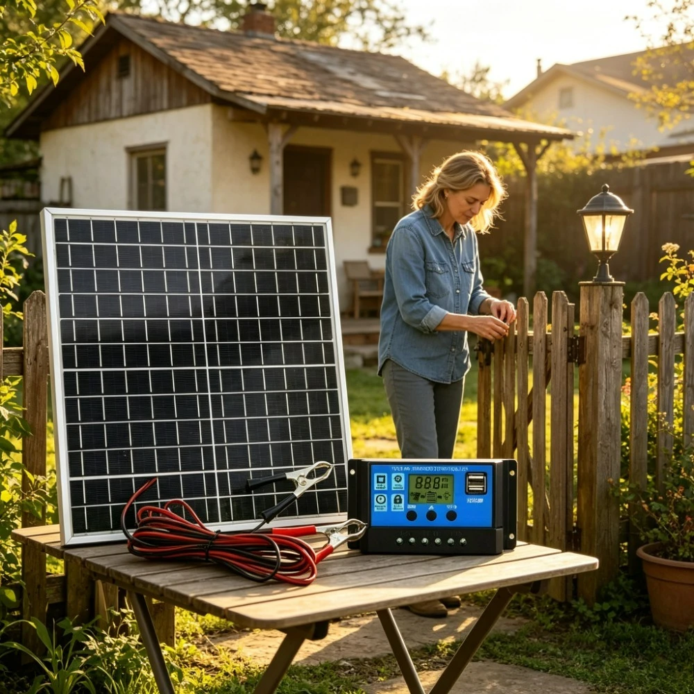 12W Portable Monocrystalline Solar Panel Aluminum Frame Complete Kit 12V Solar Controller Off Grid Outdoor Charger for Camping