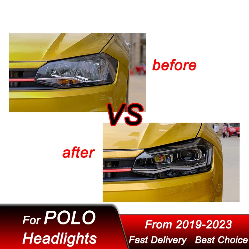 Car Headlights For Volkswagen VW POLO 2019-2023 LED Auto Headlamp Assembly Upgrade High Configure Projector Lens Accessories Kit