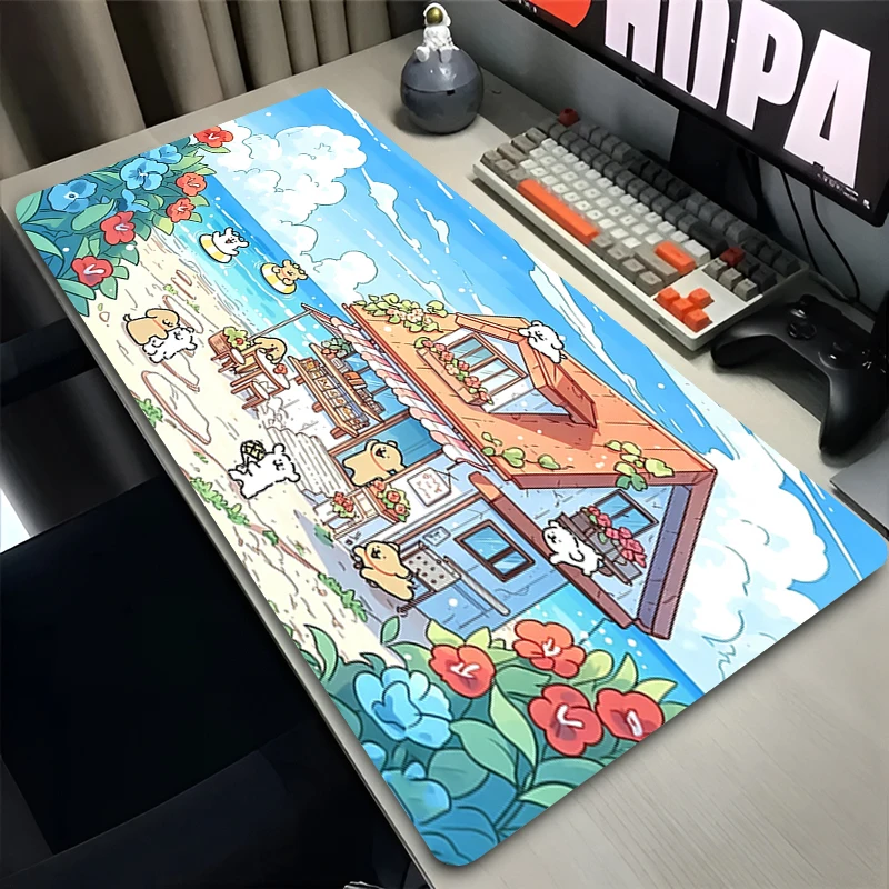 High-Quality Mouse Pad eSports Gamer Players Speed Rubber Mouse Mat Game Extended Desk Mat Cute Line Puppy Mousepad Keyboard Mat