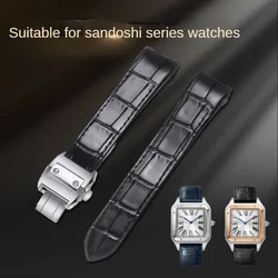 Genuine Leather Watch Strap for Cartier Santos100 Sandoz Men Women Watch Band Accessories 20mm 23mm Wristband