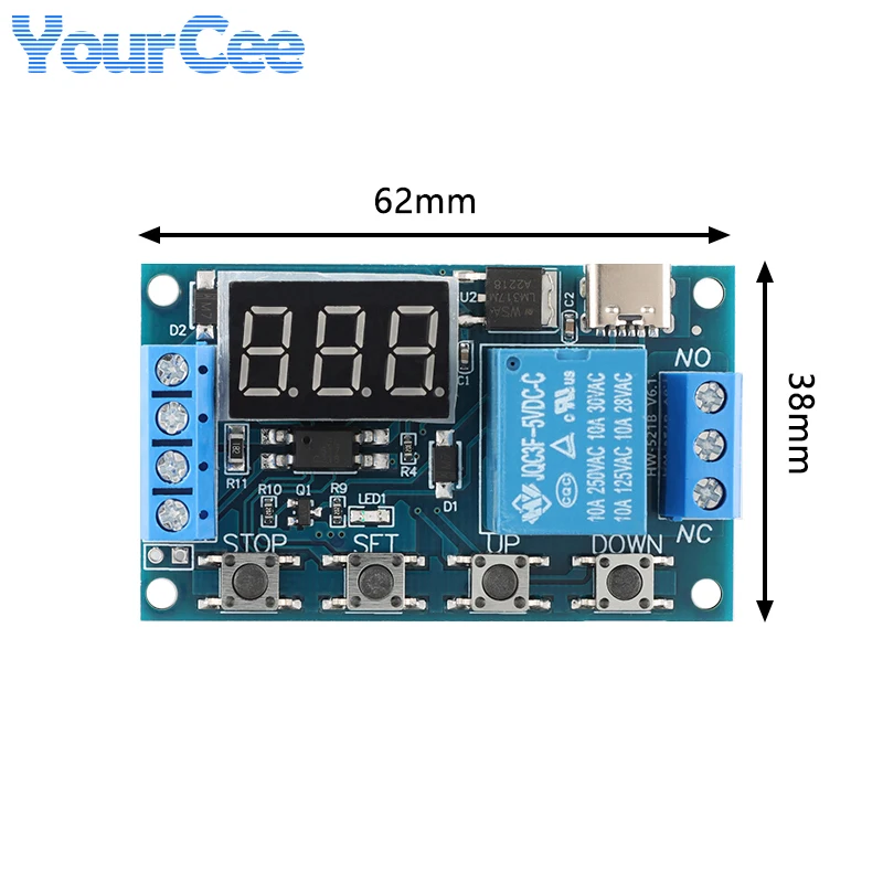 1 Channel Way Relay Module Trigger Time Delay Circuit Cycle Open Intelligent Remote Serial Control Relay Board Type-C USB 6-30V