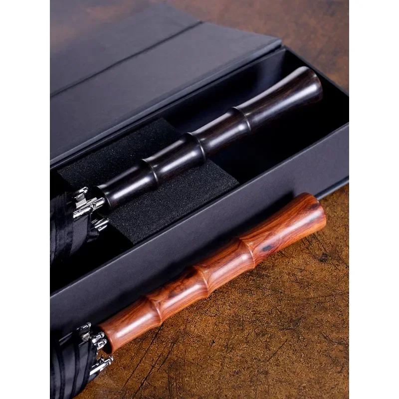 Wooden handle umbrella long handle men's retro style business double umbrella automatic large car straight pole umbrella custom