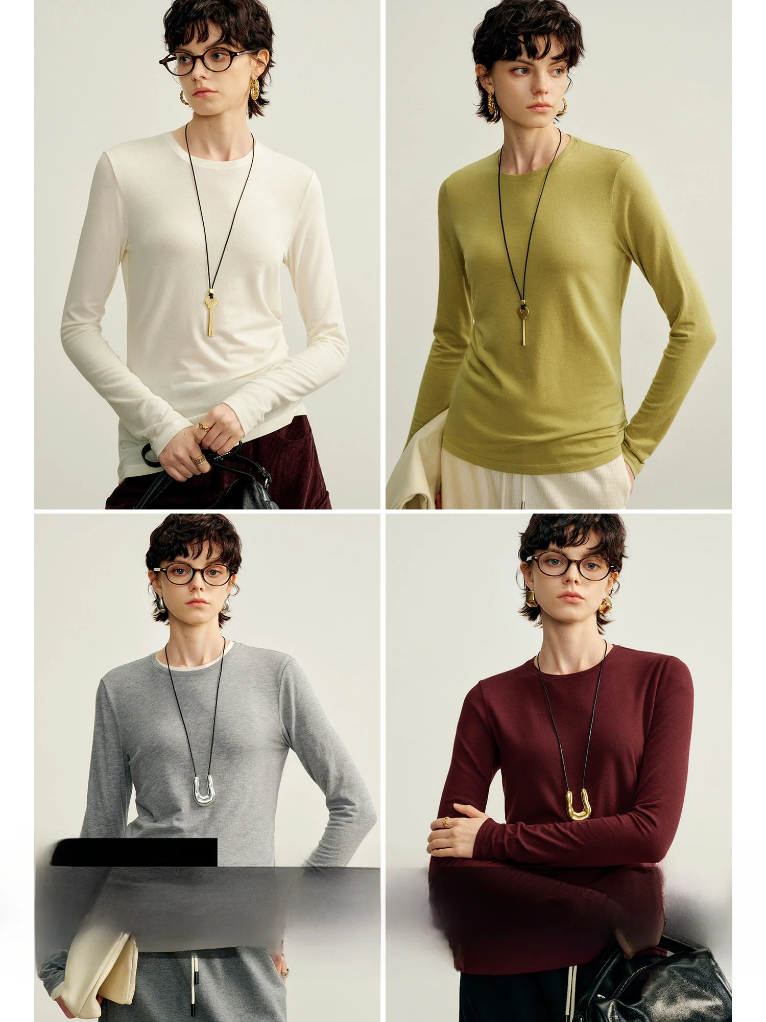 

CA Mom's "Baby T" Silk-Matted Wool Long Sve Knitted T-irt Women's Autumn Winter Base Layer irt Casual Loose Fit