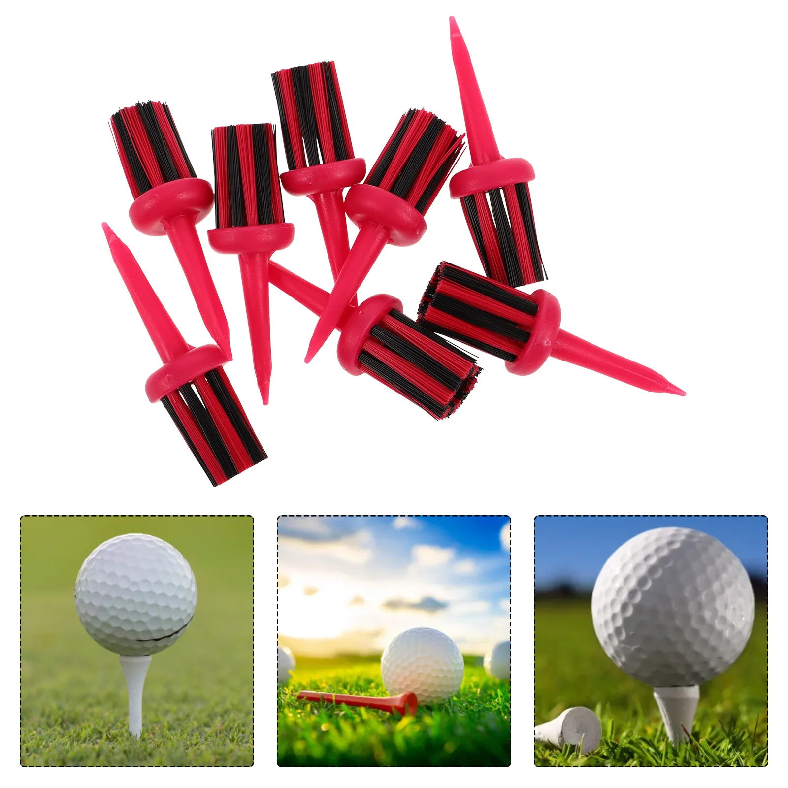 8 Pcs Golf Tack Brush Training Accessories Short Tees Driving Range Balls Stands Pegs Replacement Western Golfs Spike