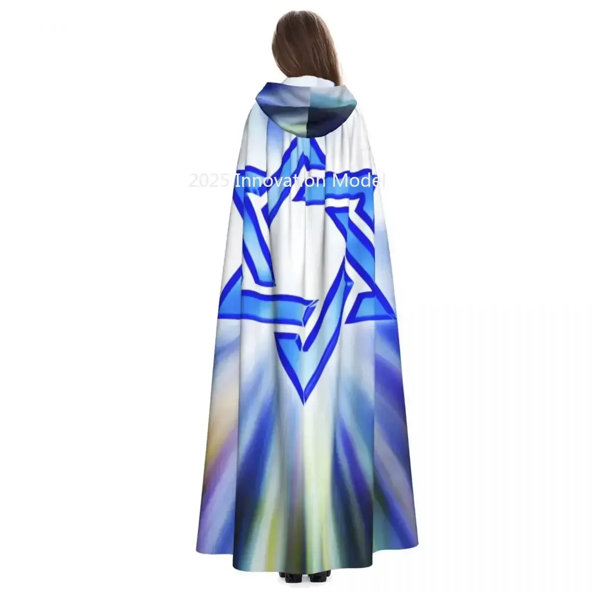 علم إسرائيل مقنعين عباءة البوليستر للجنسين الساحرة كيب زي للجنسين أزياء مصاص دماء زي الهالوين التأثيري #4