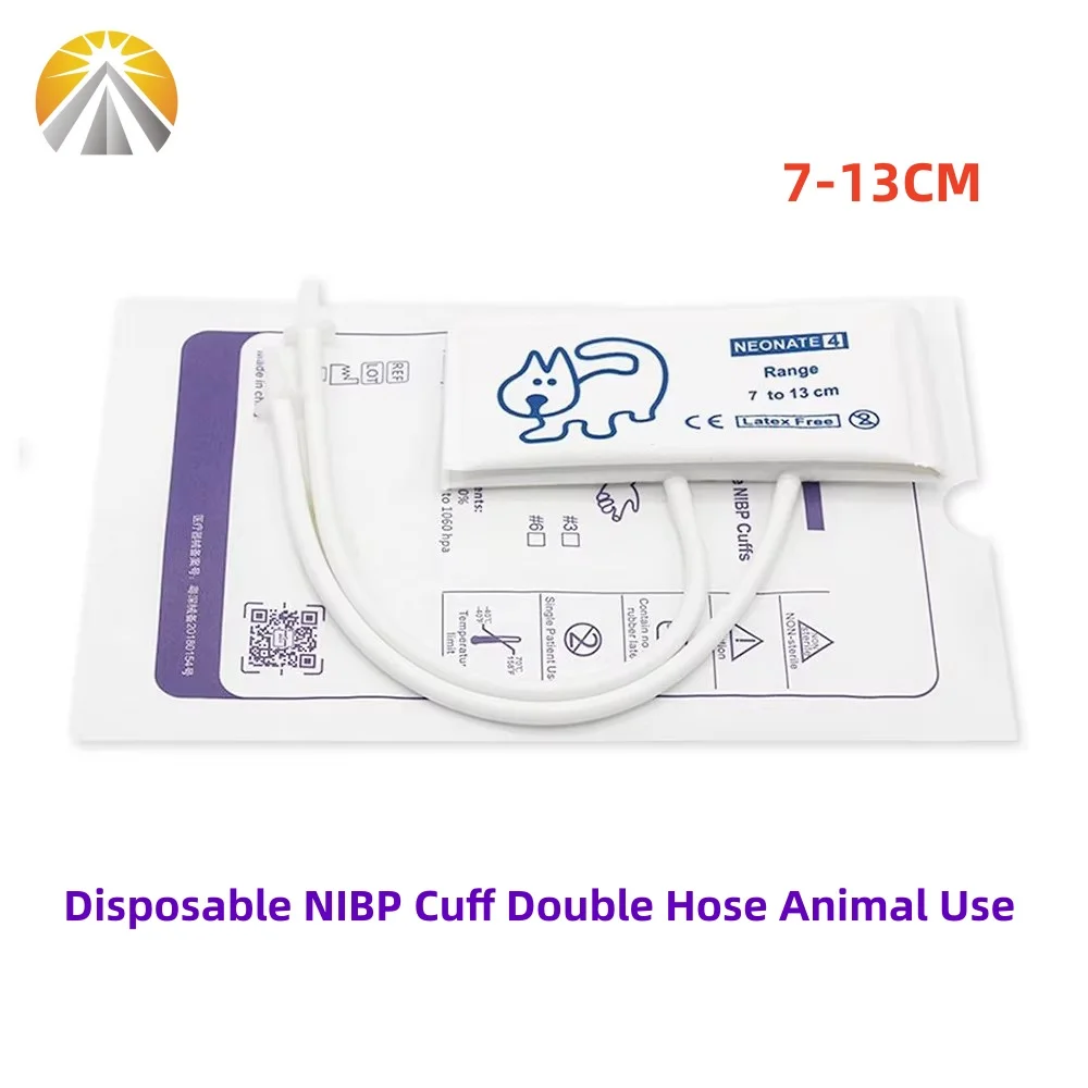 Veterinary Disposable Blood Pressure Cuff NIBP Cuffs Double Tube Two Hose For Animal NIBP Diagnostic Monitor 5 Sizes Available