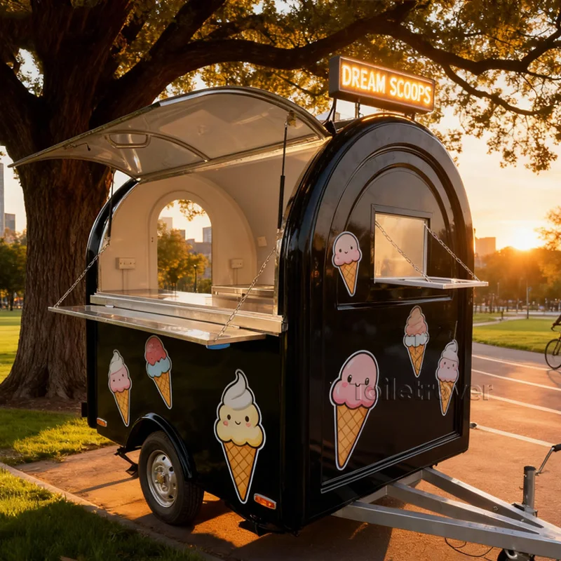 

Street Mobile Used Concession Food Trailers Sale Doner Kebab Burger Tacos Fried Chicken Food Truck with Full Kitchen Equipment