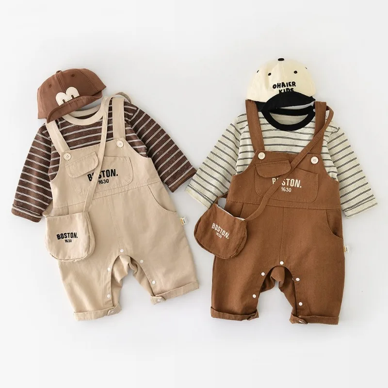 2025 Autumn Long-sleeved Base Shirts For Children Striped Crewneck T-shirts For Infants And Toddlers Kids Clothes