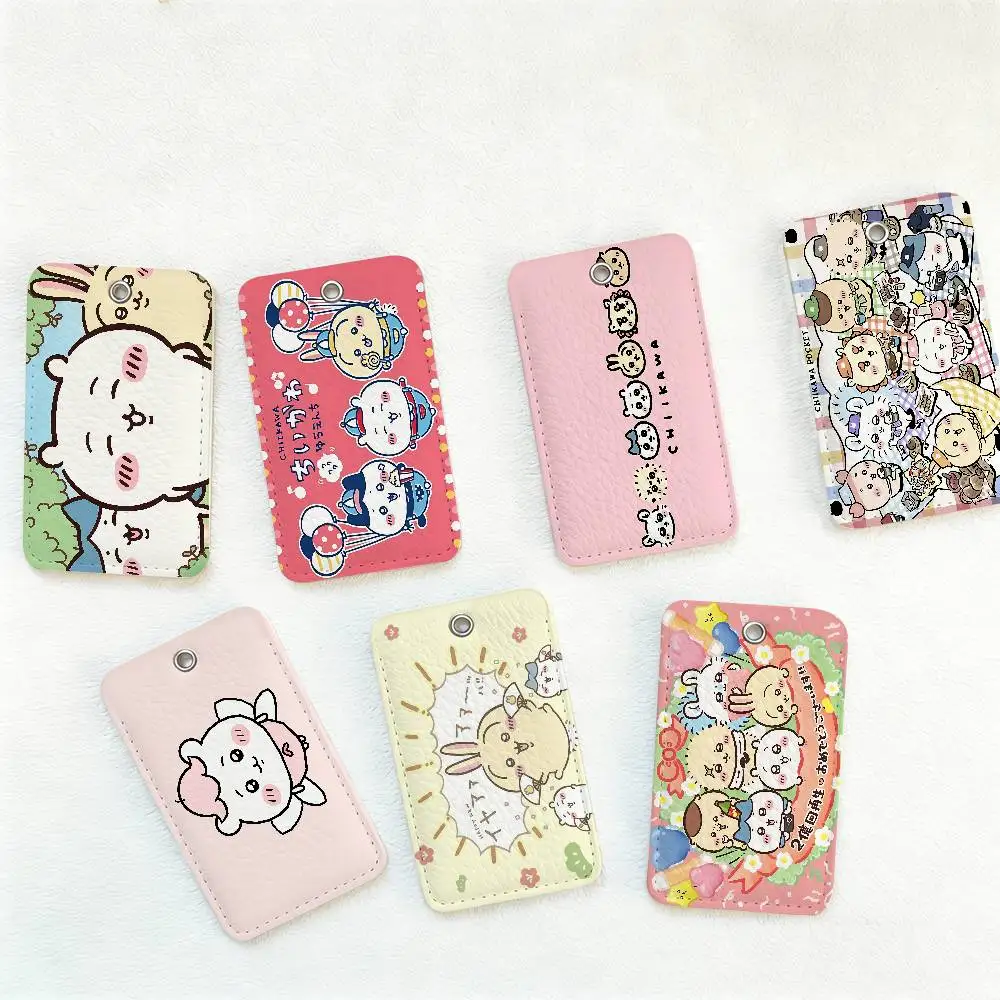 Cute Japanese C-Chiikawa Usagi Style PU Access Card Holder with Keychain - Executive Protection for Bank card,Subway Card case