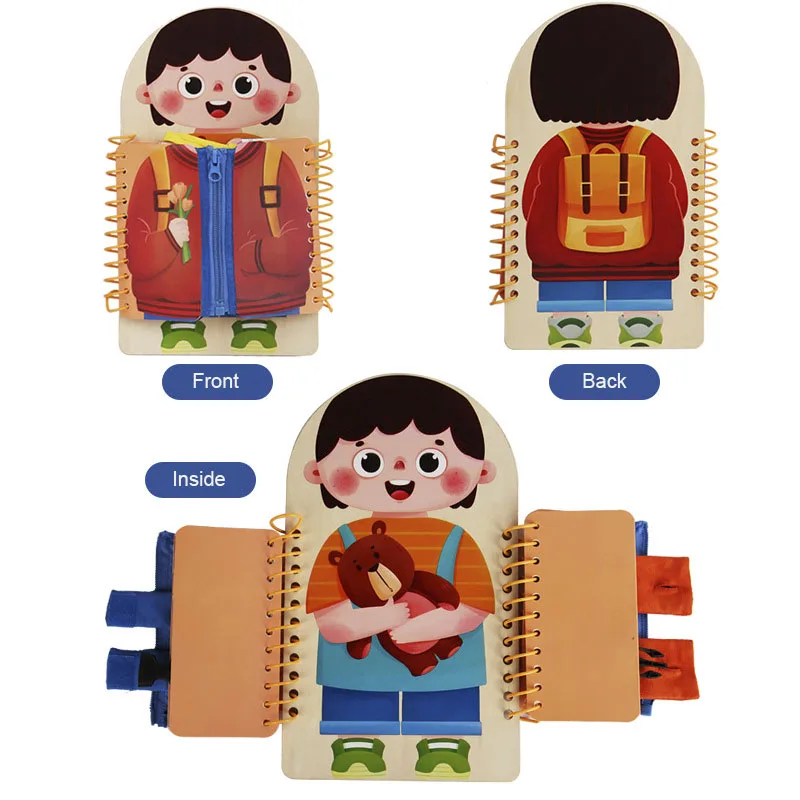 Kids Busy Book Montessori Toys Button Zipper Fine Motor Training Learn Basic Life Skills Quiet Books Early Education Games