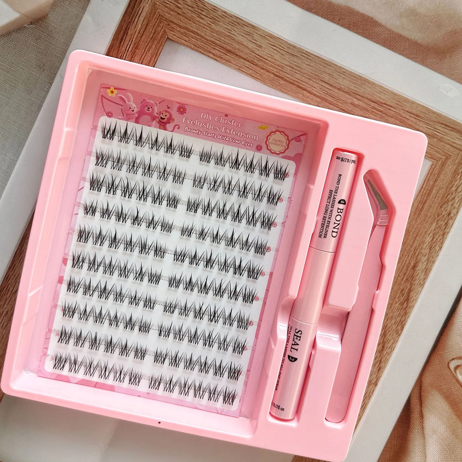 Zestaw sztucznych rzęs w stylu księżniczki z klejem, zabezpieczającym i utrwalającym, naturalne rzęsy w kępkach do przedłużania, idealne na cosplay, imprezy i do codziennego makijażu.