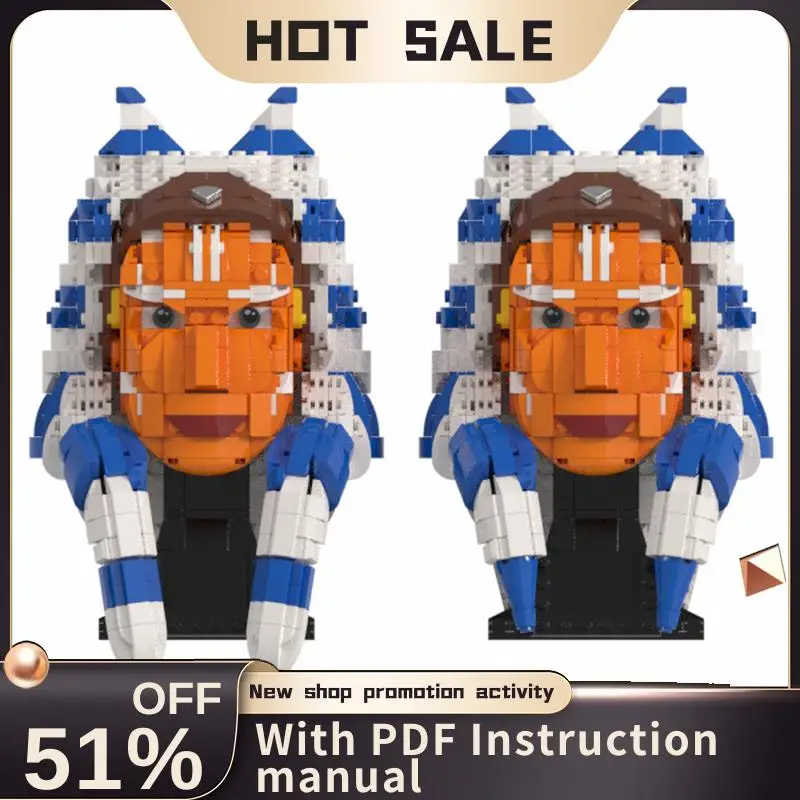

New 1123Pcs Famous Star Battle Movie Moc Ahsokaed Head Helmet Model Building Blocks Diy Creative Ideas Kids Toys Birthday Gifts