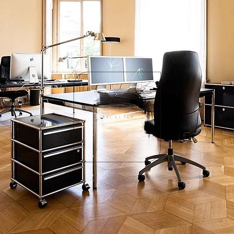 Desk workbench medieval light luxury office high-end stainless steel computer desk rectangular work