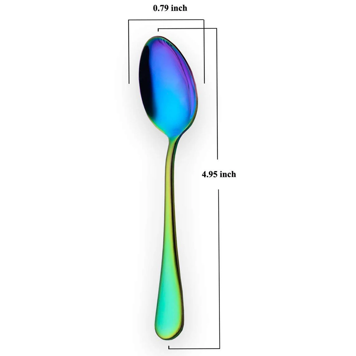 Rainbow color TeaSpoons Coffee Spoon Mini Cake Spoon Stainless Steel Set of 6 Pieces (Coffee Scoops)