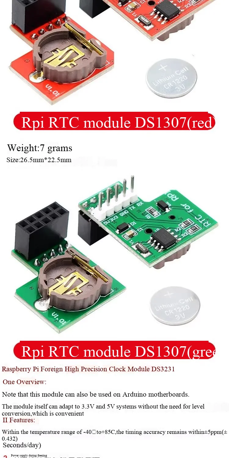 Raspberry Pi RTC-Modul – hochpräzises DS3231-Uhrmodul, Batterien nicht enthalten. – Detail 7