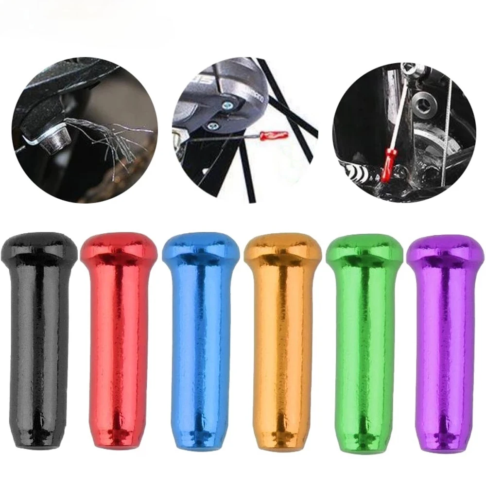 installation Solid Color Derailleur Shift Cables Aluminium Brake Shifter Inner Cable Tips Bicycle line tail cap Cables End Caps