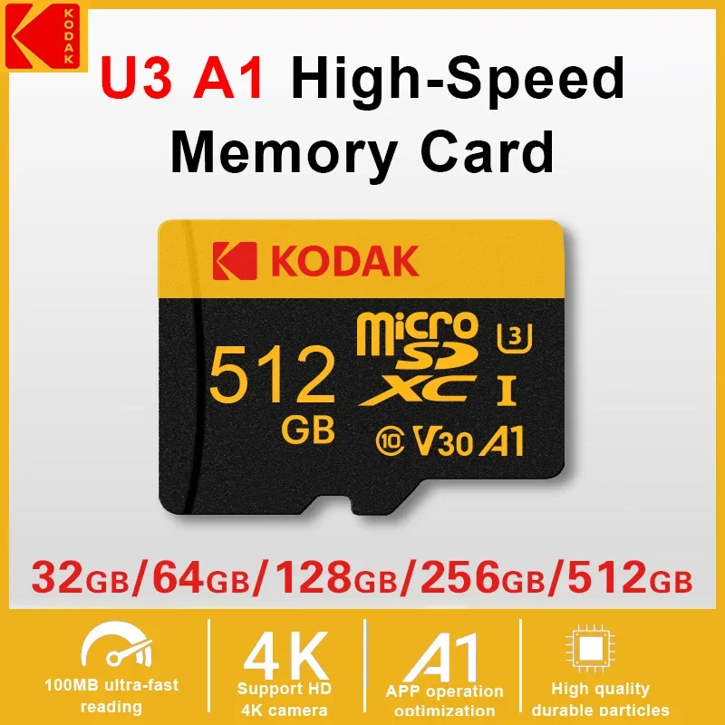 Оригинальная карта памяти Kodak Micro Sd, 64 ГБ, 128 ГБ, SD-карта Micro SDXC Class10, высокая емкость, 512 ГБ, 256 ГБ, 32 ГБ, карта памяти Flash SD