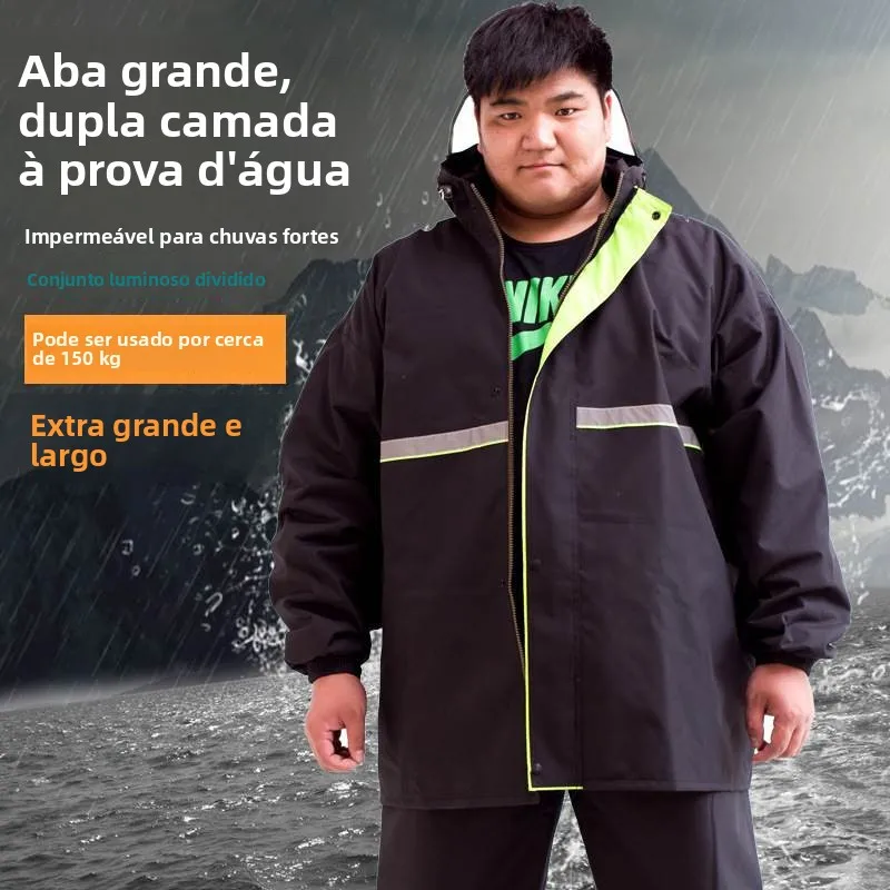 plus-size-raincoat-rain-pants-set-adult-cycling-rainwear-ex-large-size-waterproof-single-person-double-layered-color-blo