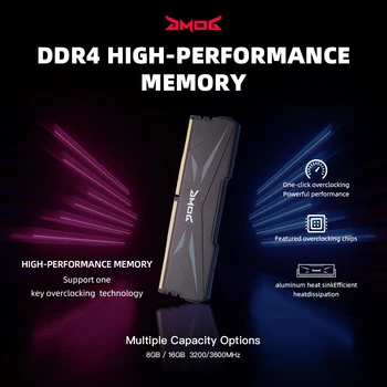 GMOG Desktop DDR4 RAM Memory 8GB 16GB 3200MHz 3600MHz 288-Pin Gaming Memoria RAM Ram 4 Support XMP Heatsink ddr4 RAM for PC Game