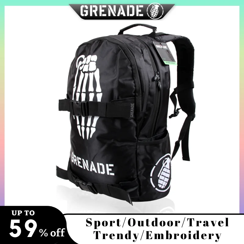 GRENADE Skateboard Backpack Multifunctional Bag Sport Bag Laptop Pack Large Capacity Student Backpack Unisex Travel Outdoor Bag