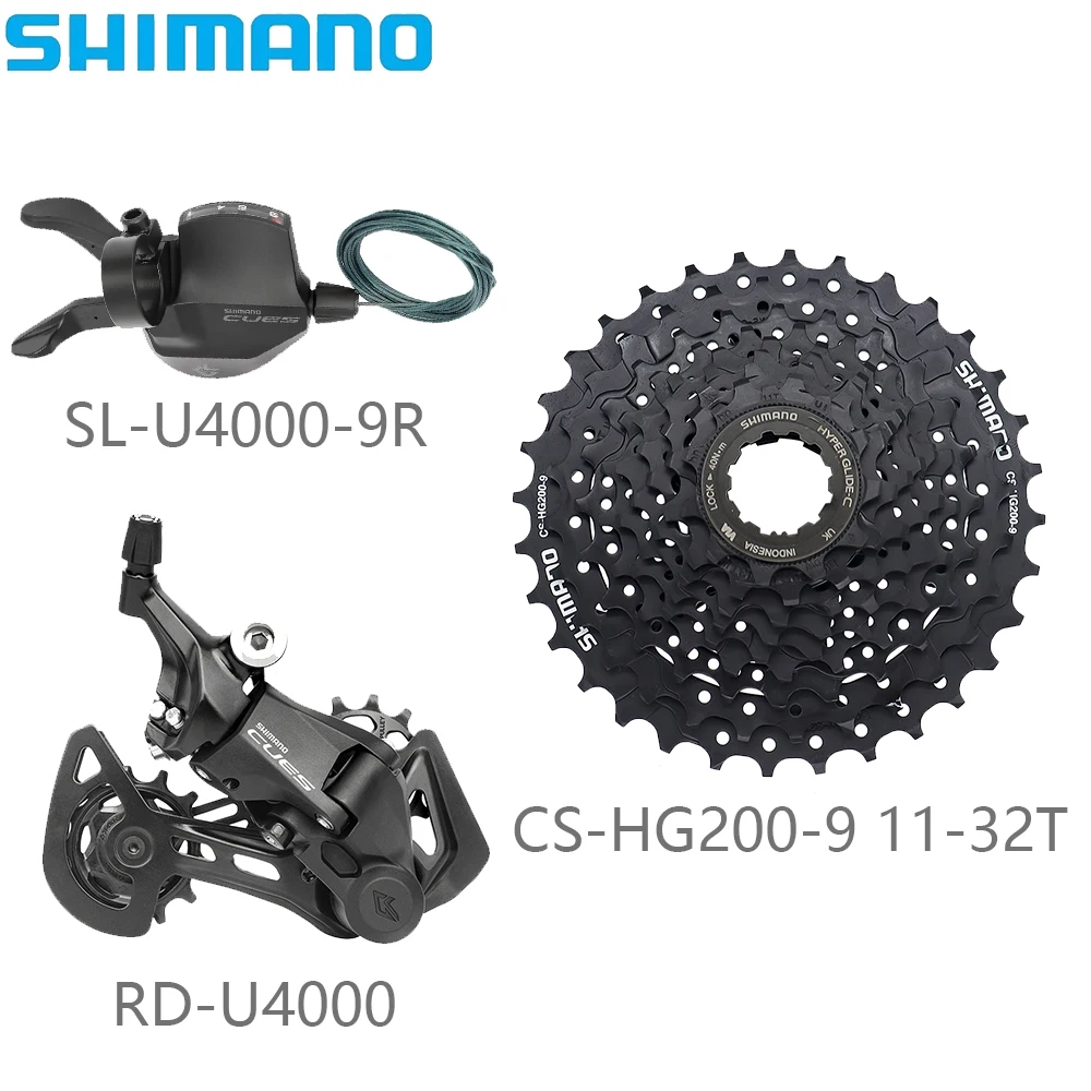 SHIMANO CUES U4000 9 Speed Derailleur U4000 Rear Derailleur For MTB Bike CS-HG200 32/34/36T Cassette Bicycle Parts