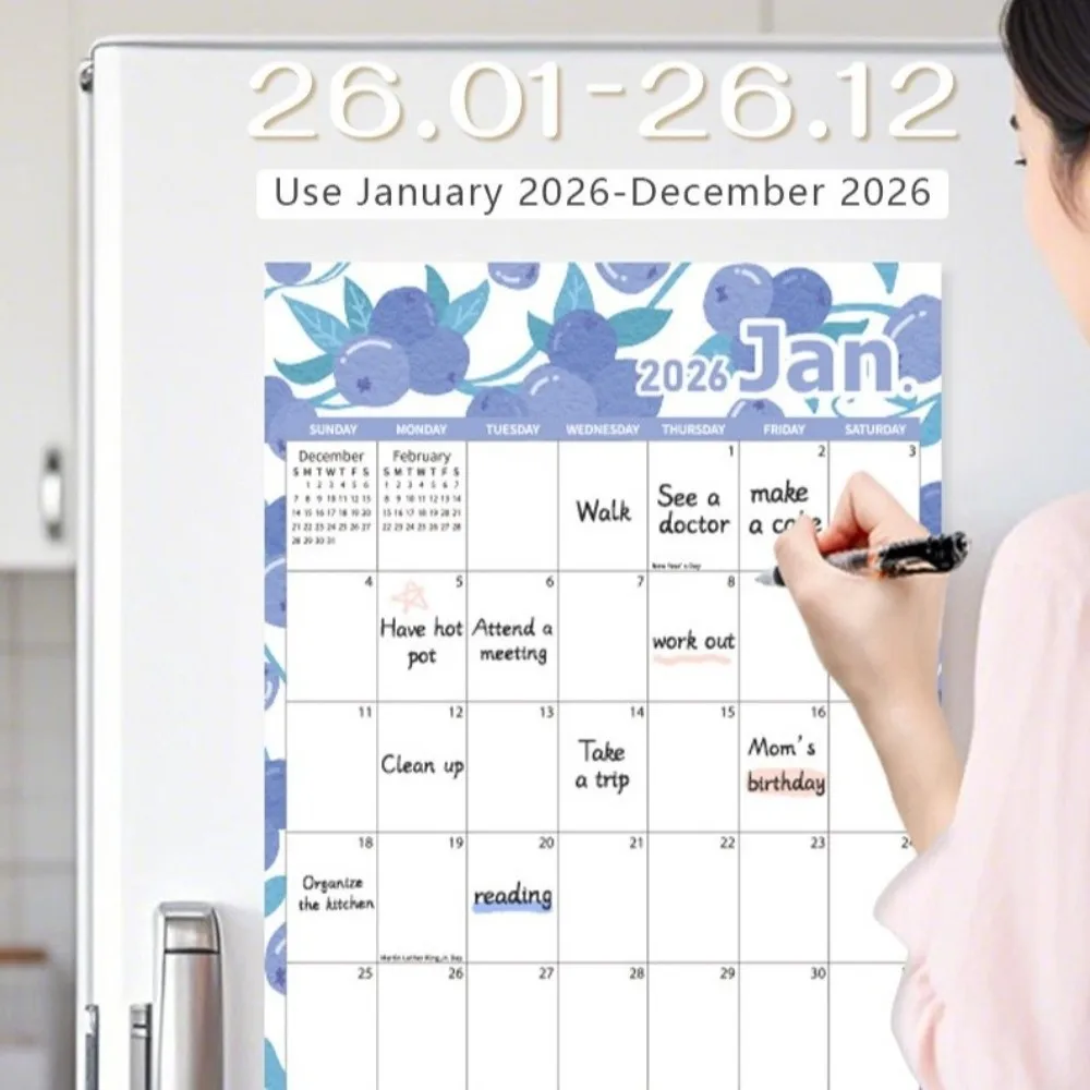 جديد المغناطيسي الثلاجة التقويم لطخة السبورة البيضاء جدول مخطط 12 شهر قابلة لإعادة الاستخدام لكمة في مخطط الاستخدام المنزلي