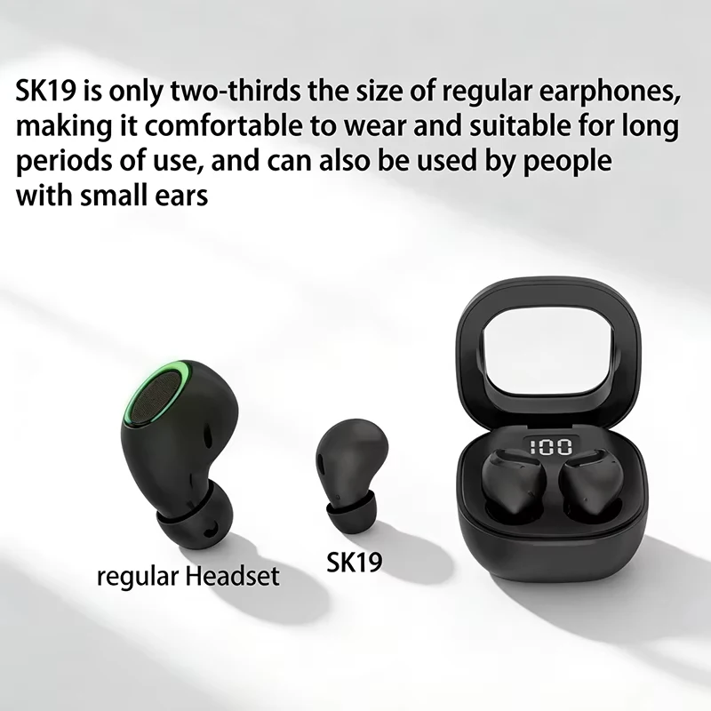 SK19 Bluetooth 5.3 Wireless Earbuds Mini Invisible TWS Headphones with HIFI Stereo Noise Reduction Mic for Daily Use Portable image 2