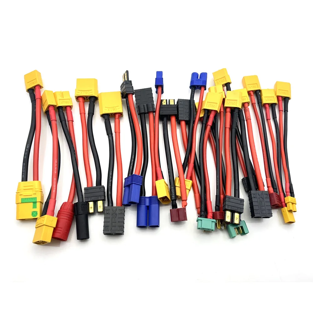 1pcs 10CM EC3 EC5 XT30 XT60 XT90 MPX TRX XT150 T Plug  Female to Male Adapter Connectors 10 12 14 16Awg 10cm for RC Lipo Battery