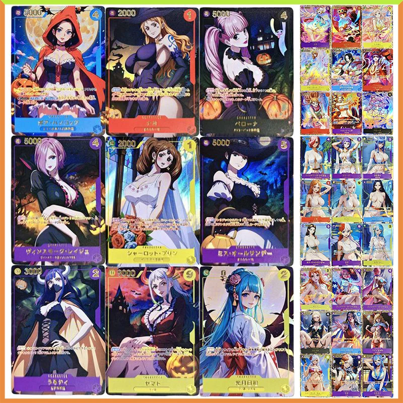 

Anime ONE PIECE DIY ACG Bronzing Laser Refraction Foil Fighting Game Toys for boys Nami Reiju Collectible Cards Birthday Present