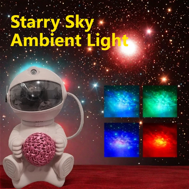 Atmosfera romântica luz astronauta lâmpada de projeção astronauta céu estrelado luz quarto lâmpada mesa cabeceira luz da noite melhor presente