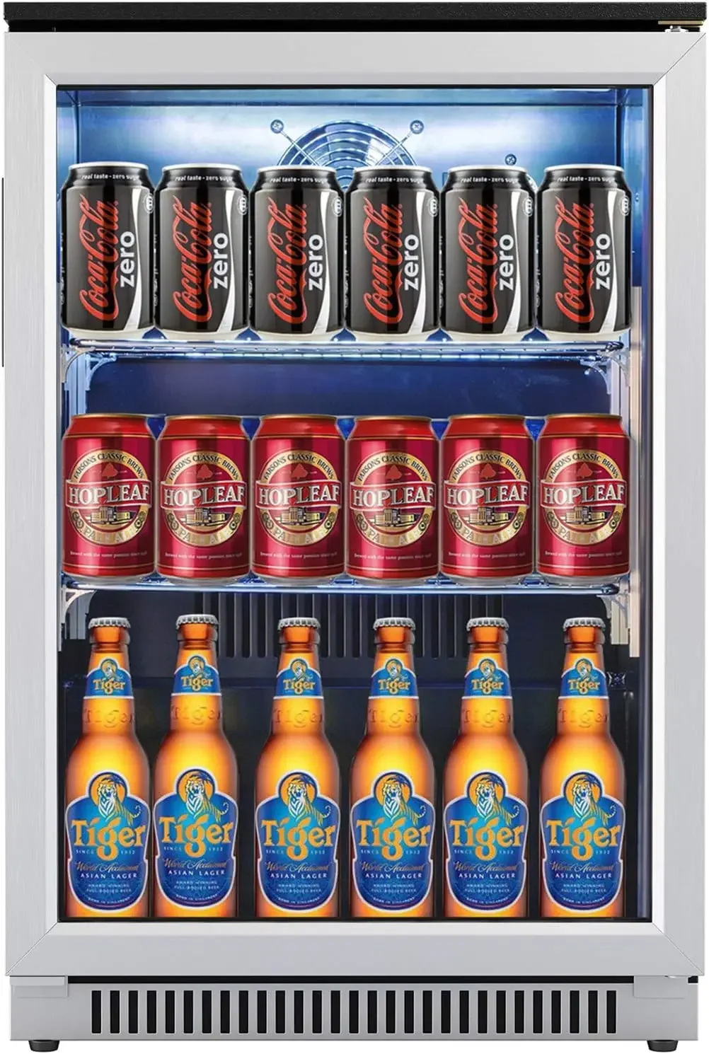 Refrigerador de bebidas de 20 pulgadas con puerta de vidrio: 120 latas integradas debajo del mostrador y independiente, ideal para refrescos