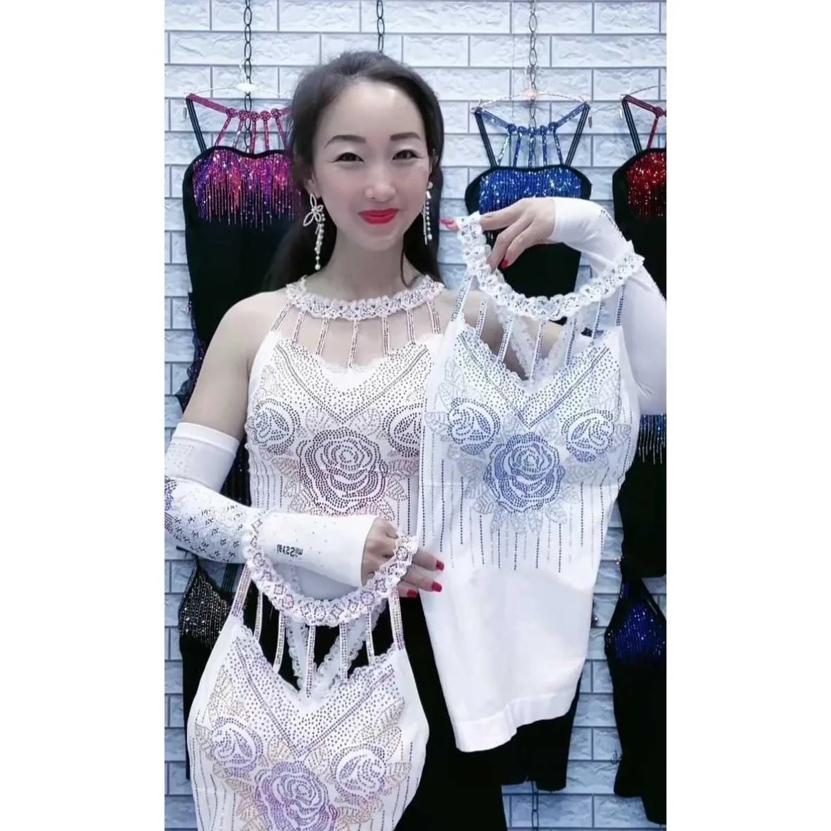 White Rose Crystal Cami - Spring Summer Tank Top, Plus Size Backless Vest for Women