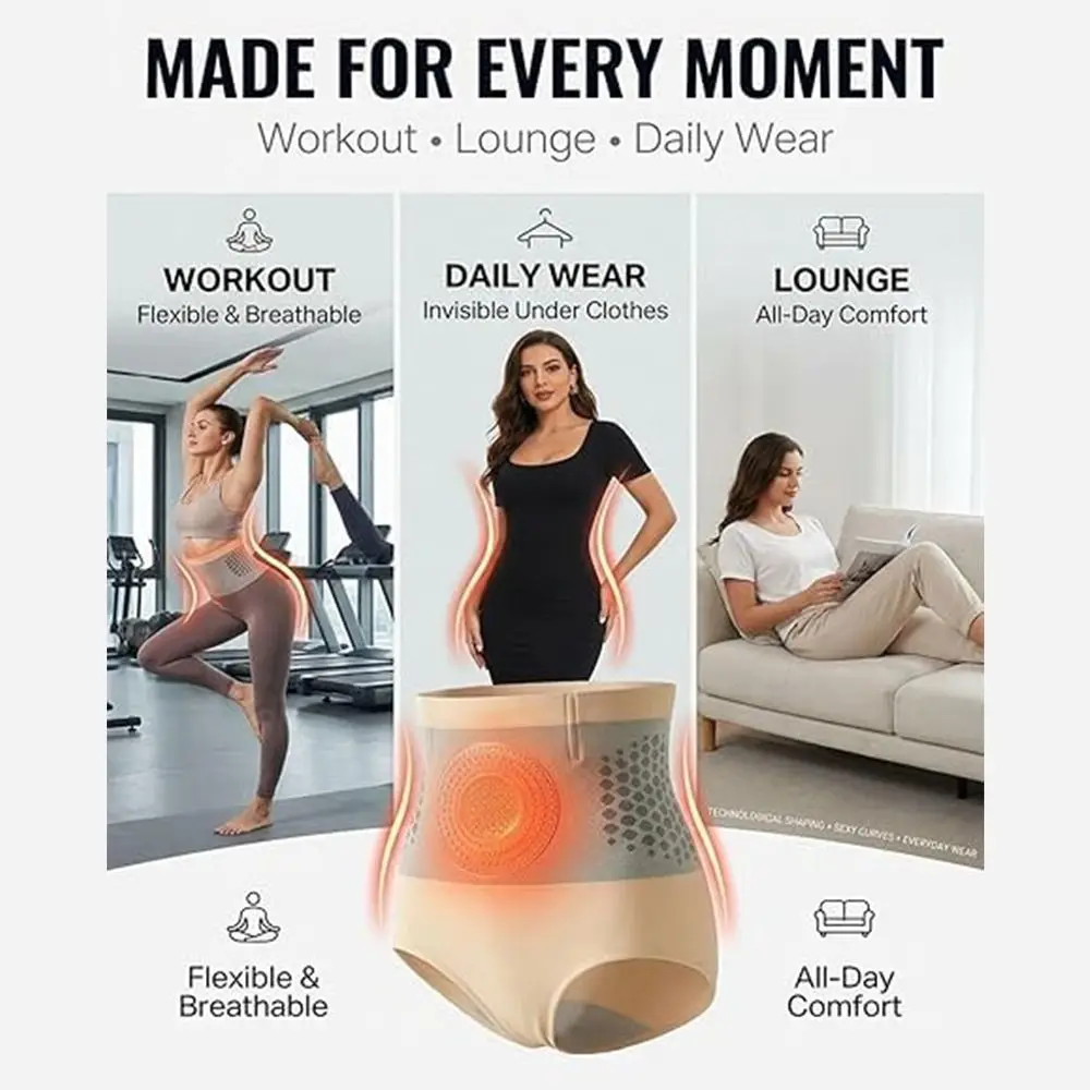 New High Waisted Sculpting Shorts Abdominal Contraction Seamless Compression Underwear Shapewear for Yoga Workout&Everyday Wear
