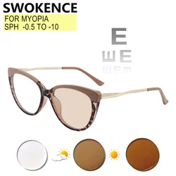 Prescription Custom Myopia -0.5 to -10 Women Men Cat Eyes TR90 Frame Nearsighted Glasses Anti Blue Light Or Photochromic F154