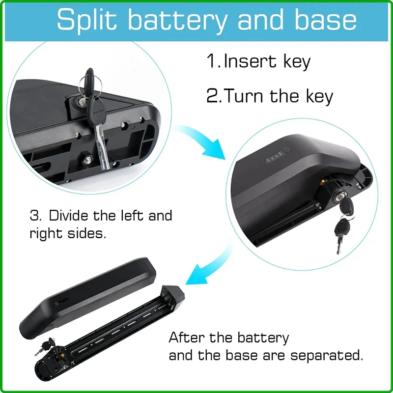 Original 18650 EBike Battery 48V 52V 17.5Ah 20Ah 25Ah 30Ah Polly Hailong Cell Pack for Electric Bicycle 250W 350W 500W Motor view 5
