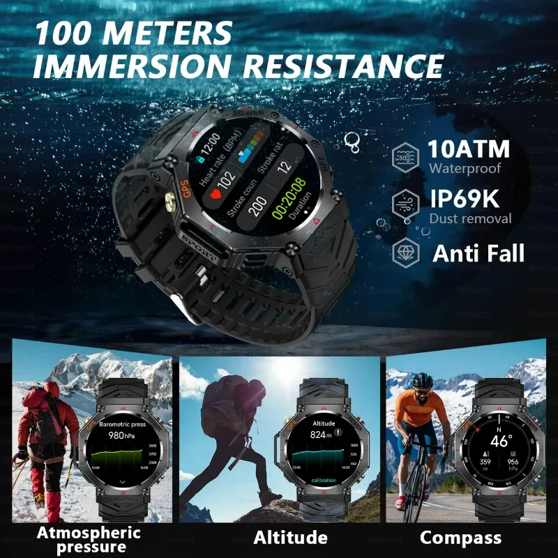 Xiaomi T-Rex 3 Ultra originale 10ATM GPS impermeabile orologi intelligenti uomo bussola robusta militare 100+ modalità sportiva braccialetto intelligente