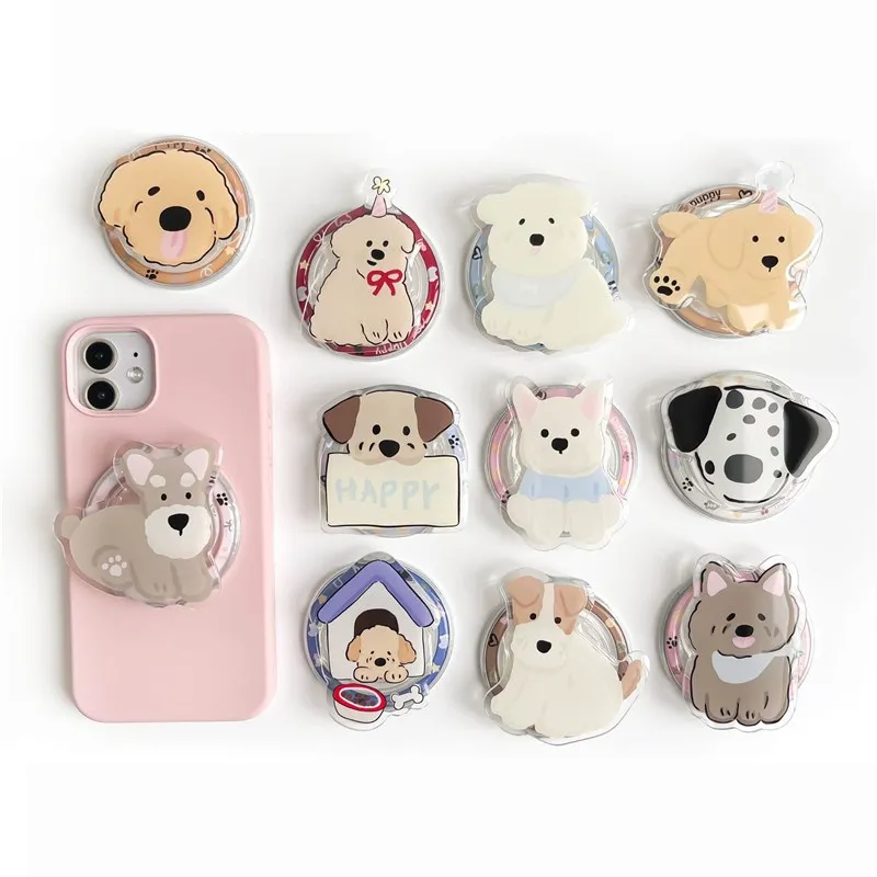 

Dog Puppy Magasfe Magnetic Mobile Phone Stand Holder Grip Fold Tok Support For IPhone 15 Phone Tablet Accessories Stand Holder