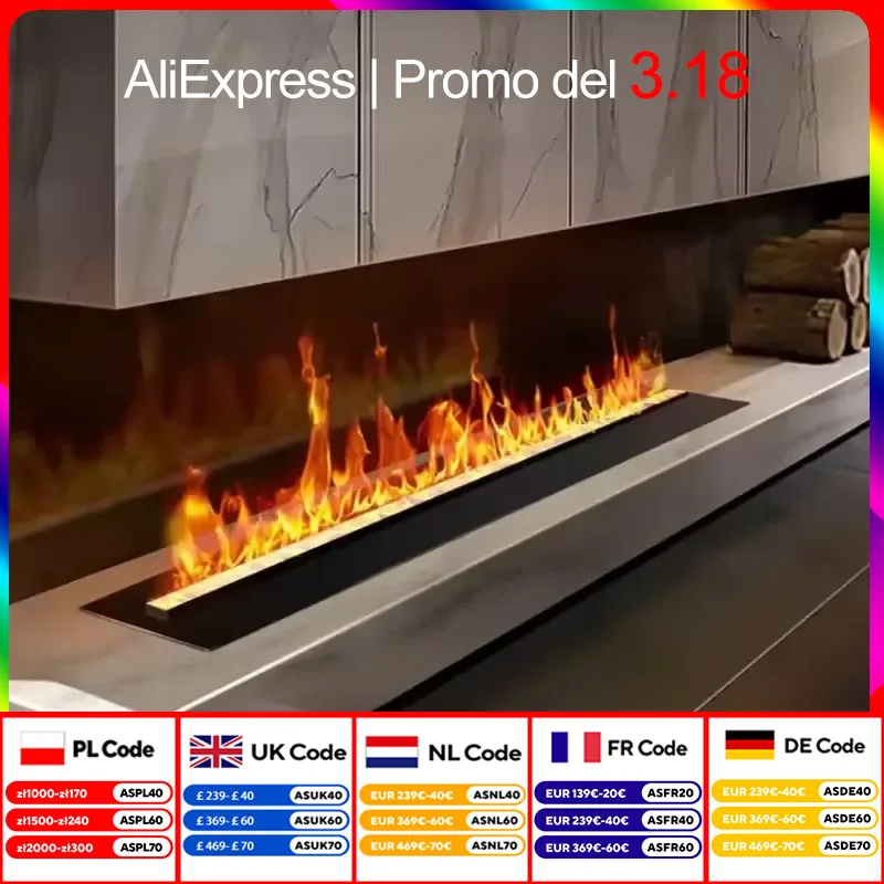 Smart Home 3D Fireplace Water Steam Humidifier LED Decorative Flame TV Wall Sound Of Firewood Cracking Vapour Electric Fireplace