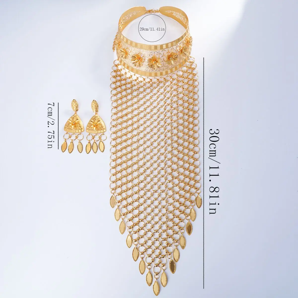 Fashion New Dubai 24K Gold Plated Customized Tassel Necklace Earrings for Couples' Wedding Party Jewelry Set DD10725