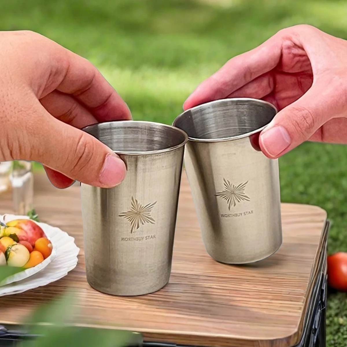 WORTHBUY Outdoor Praktische Reise Edelstahl Tassen Mit Tasche Tragbare Camping Tassen Whisky Wein Gläser Trinkwasser Becher – Detail 7